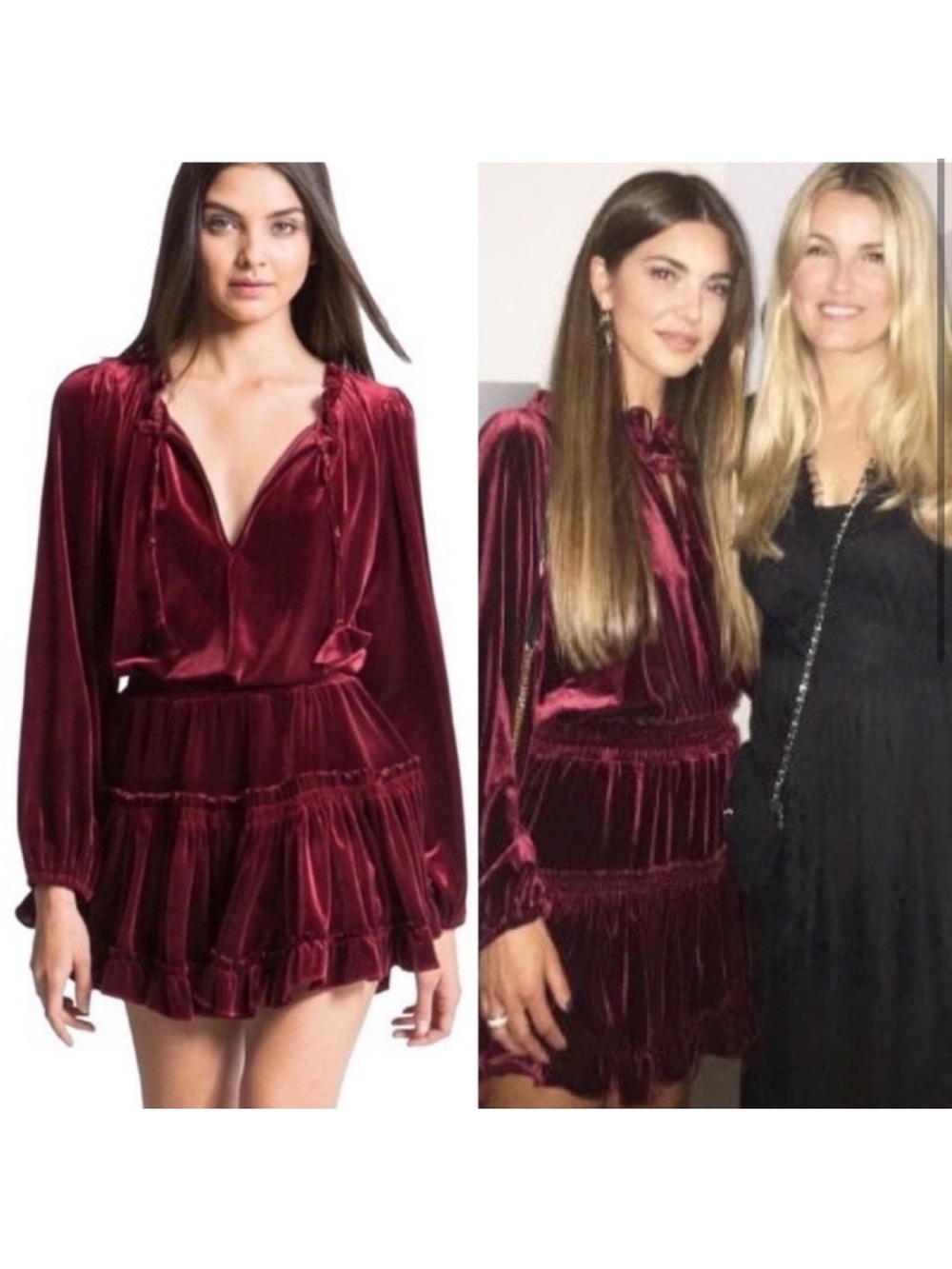 Misa Los Angeles Lorena Velvet
Tiered Mini Dress in Burgundy Wine color. Small